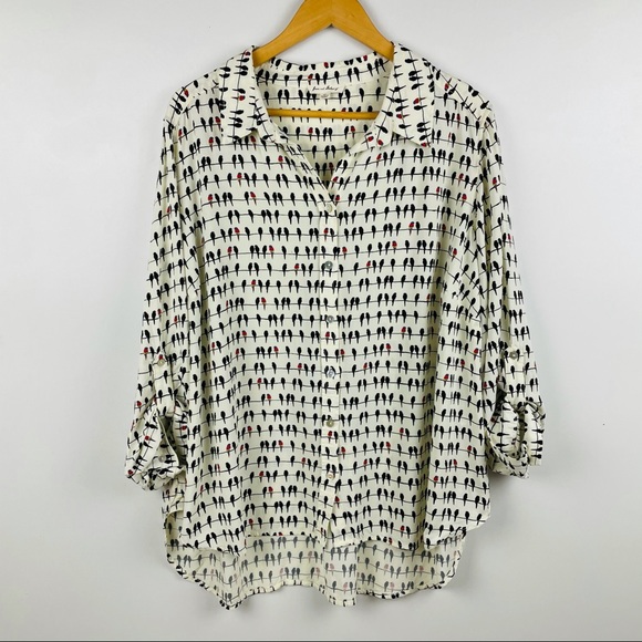 Jane and Delancey Tops - JANE & DELANCEY Birds on Wire Shirt 2X
